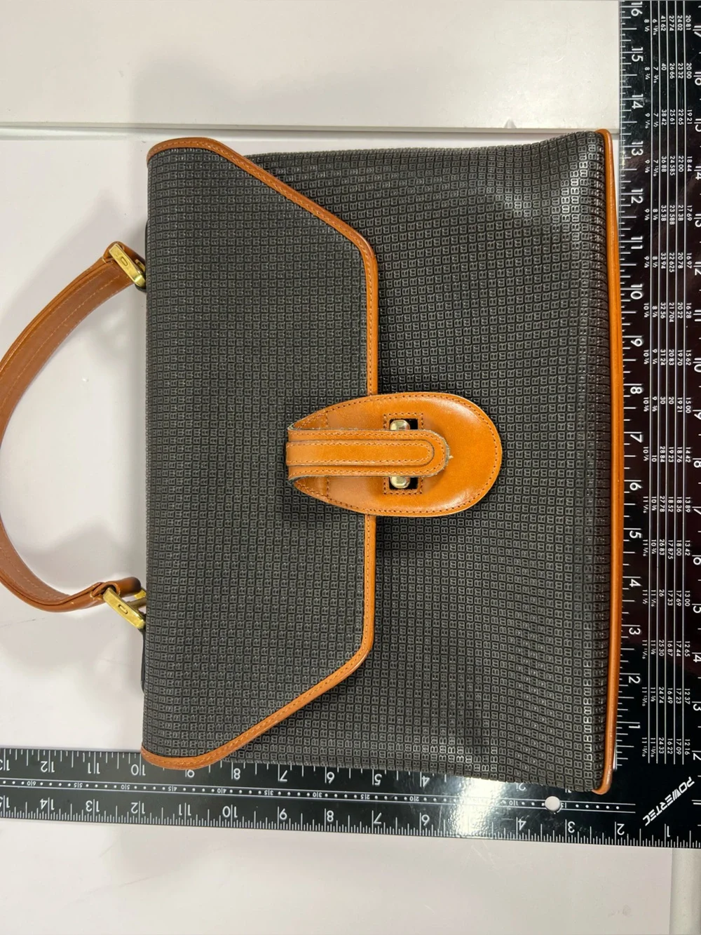 3116: Vintage Bally Monogram Top Handle Briefcase Attache Bag Brown